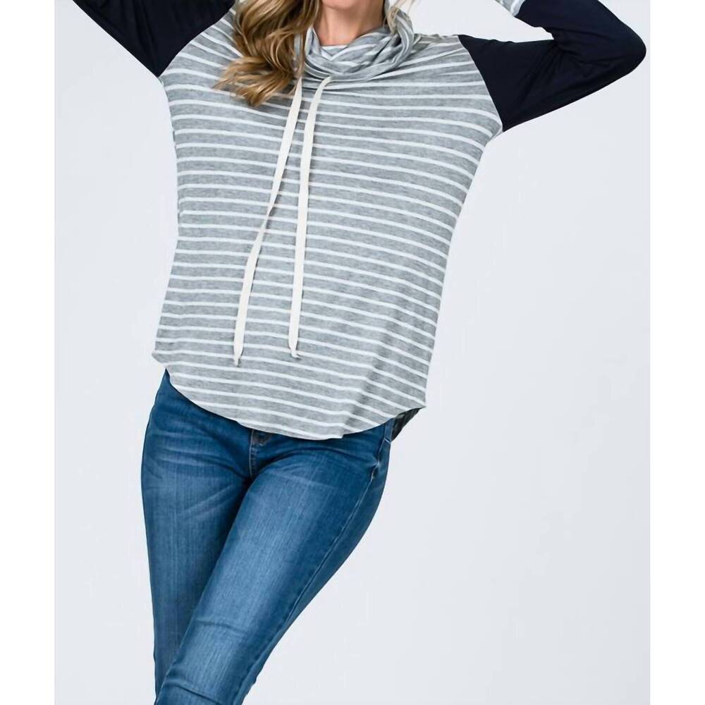NEW 7TH RAY cowl neck sweater in navy
